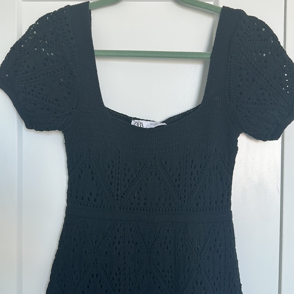 Nwt Zara Crochet Knit Mini Dress - Gem